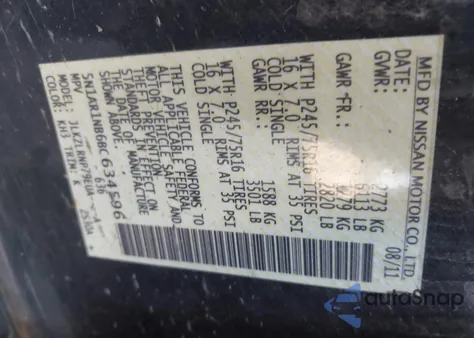 2011 Nissan Pathfinder S from USA, damaged, VIN 5N1AR1NB6BC634596